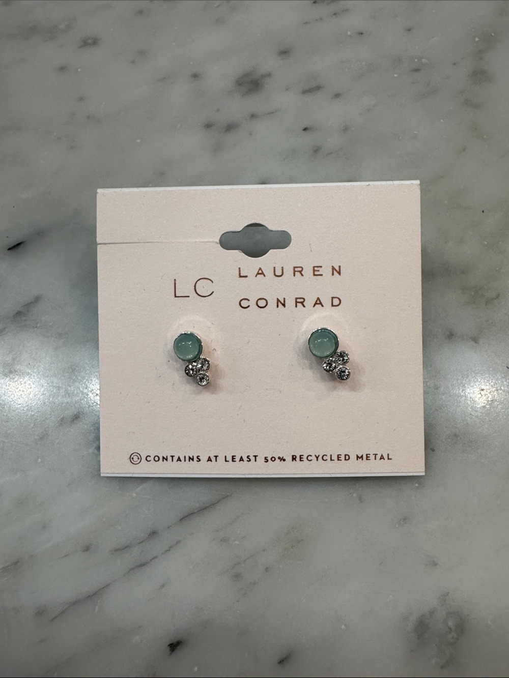 LC Lauren Conrad Mint Green Stone & Crystal Cluster Stud Earrings